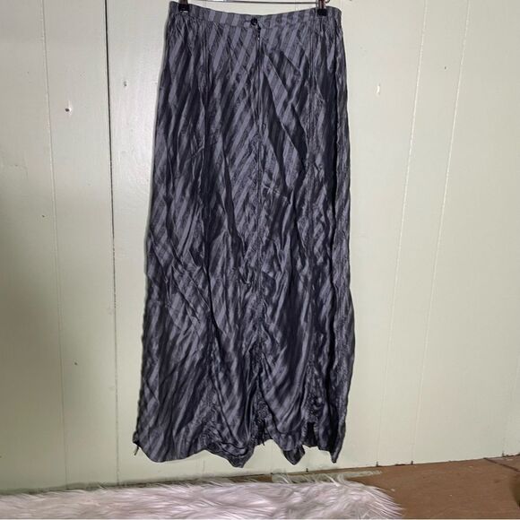 Hanna for La‎ Journee Lagenlook Metallic Stripe Satin Bustled Skirt Size 3 - Picture 3 of 7